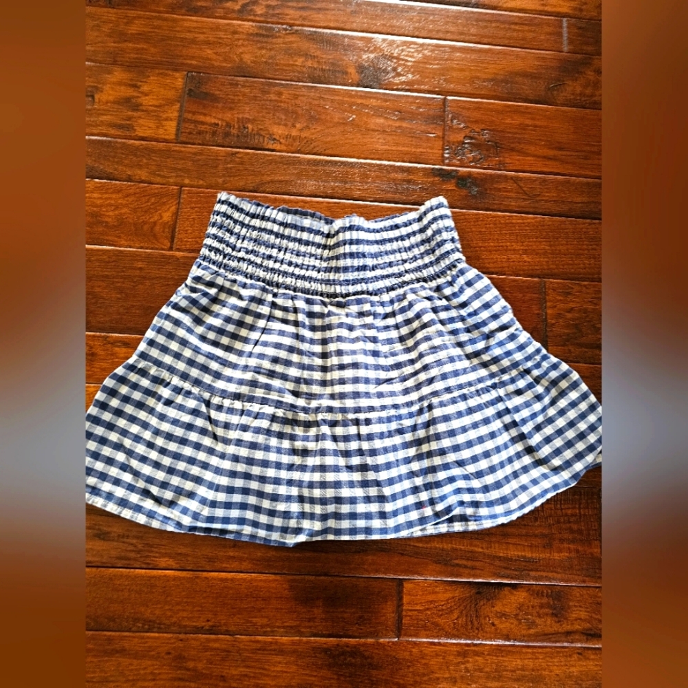 Blue Gingham Girls Skirt XL